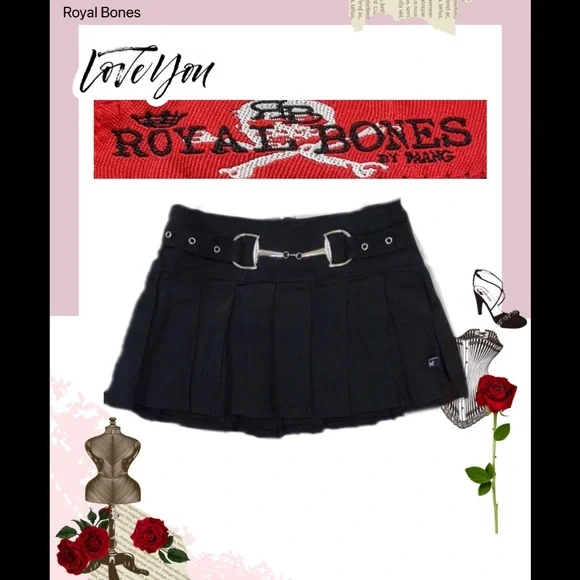 Royal bones by Tripp Nyc clasp pleated mini skirt - Picture 1 of 6